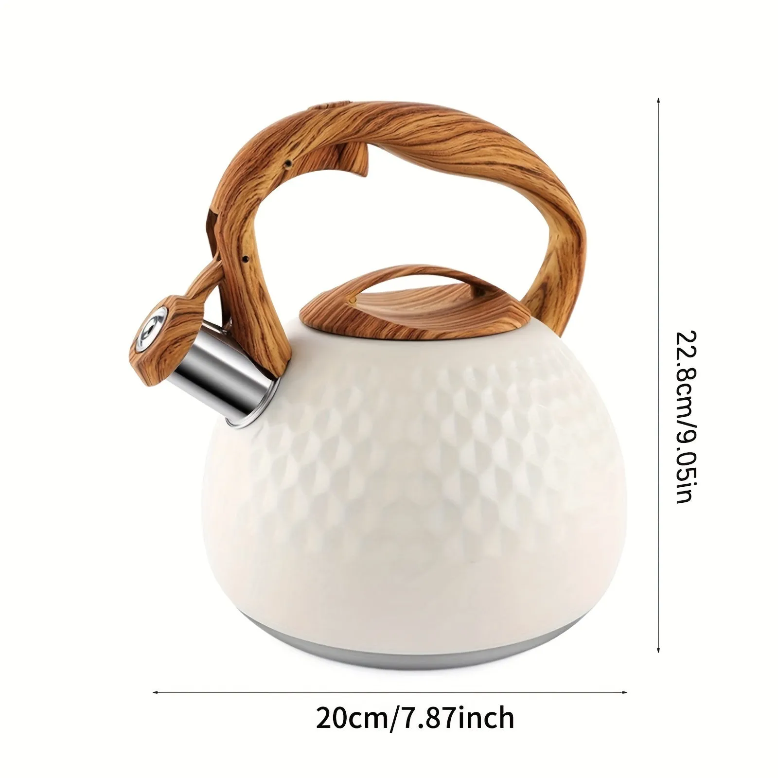 1pc, 3L Stainless Steel Whistling Tea Kettle Pot - Durable, Easy to Clean, Compatible with All Stovetops, Whistling Alert, Wooden Pattern Handle, Lightweight, Perfect for Outdoor Adventures and Home Use, Tea Brewing Made Easy