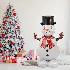 1pc Giant Snowman Balloon, Aluminum Foil, Festive Decoration for Christmas, New Year, Wedding, Birthday, Carnival Theme, Holiday Parties - Indoor & Outdoor Decor, No Power Needed