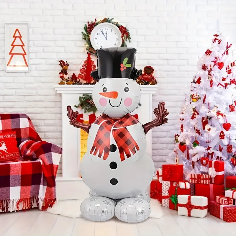 1pc Giant Snowman Balloon, Aluminum Foil, Festive Decoration for Christmas, New Year, Wedding, Birthday, Carnival Theme, Holiday Parties - Indoor & Outdoor Decor, No Power Needed