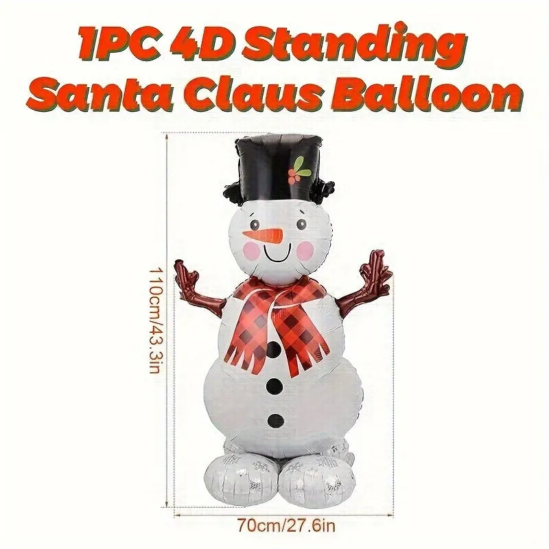 1pc Giant Snowman Balloon, Aluminum Foil, Festive Decoration for Christmas, New Year, Wedding, Birthday, Carnival Theme, Holiday Parties - Indoor & Outdoor Decor, No Power Needed