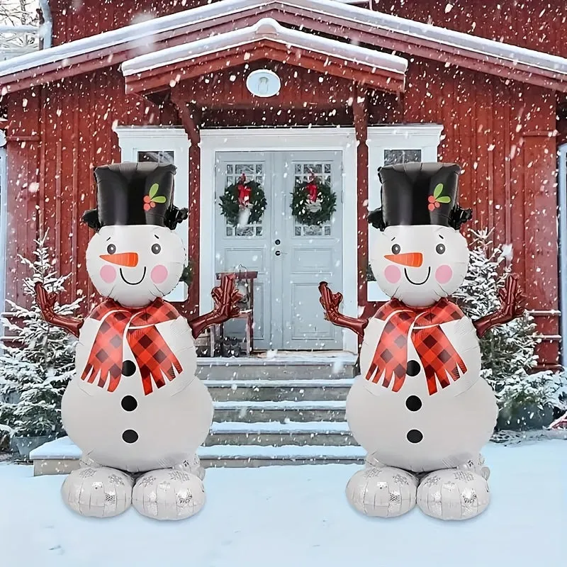 1pc Giant Snowman Balloon, Aluminum Foil, Festive Decoration for Christmas, New Year, Wedding, Birthday, Carnival Theme, Holiday Parties - Indoor & Outdoor Decor, No Power Needed