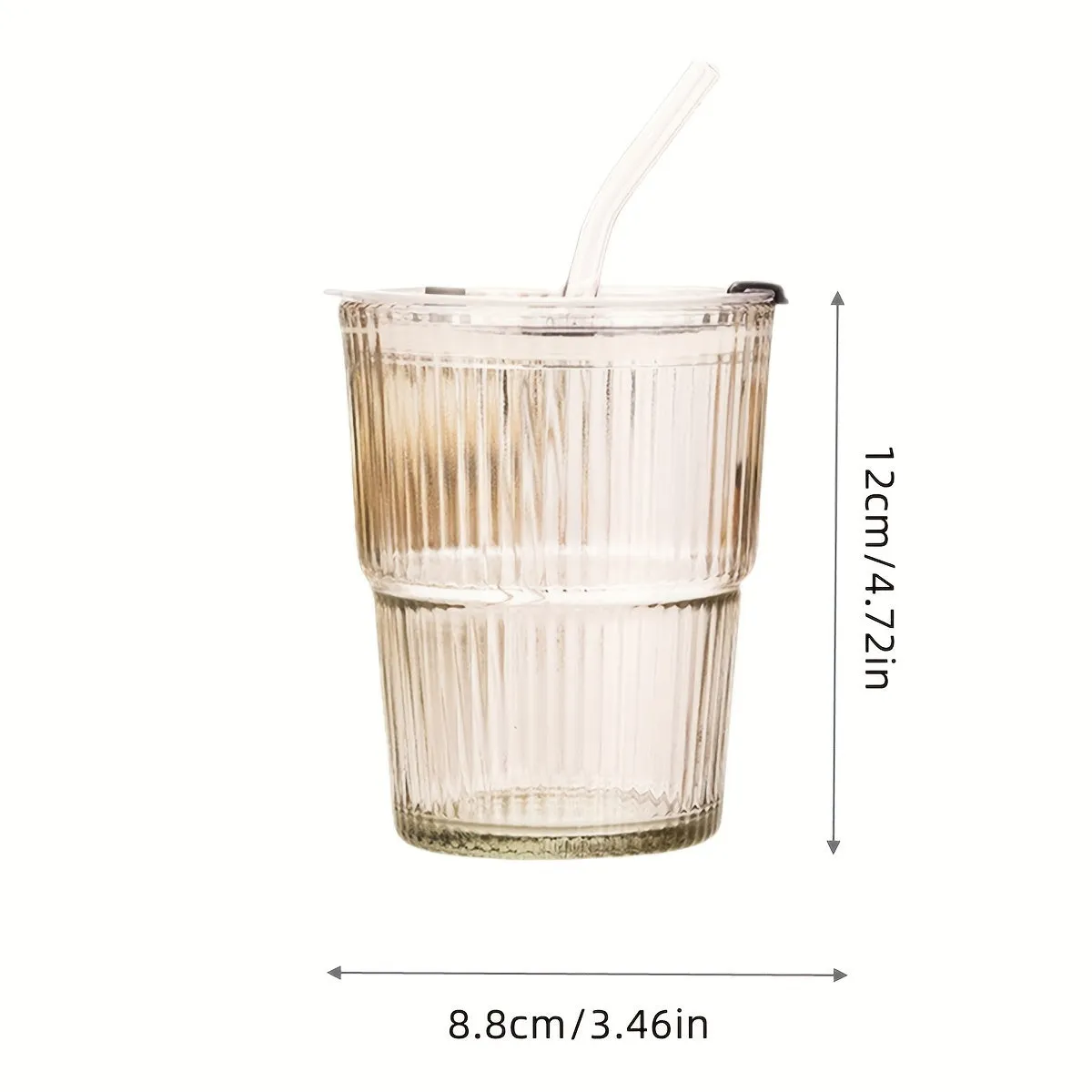 1pc Large Capacity 450ml Glass Iced Coffee Cup Tumbler - Heat Resistant, Smoothie Cups, Clear Coffee Cup, Juice Drinking Cup, Outdoor Travel Mug, Drinkware with Straw and Lid for Home