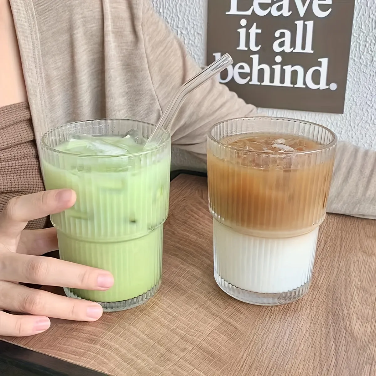 1pc Large Capacity 450ml Glass Iced Coffee Cup Tumbler - Heat Resistant, Smoothie Cups, Clear Coffee Cup, Juice Drinking Cup, Outdoor Travel Mug, Drinkware with Straw and Lid for Home