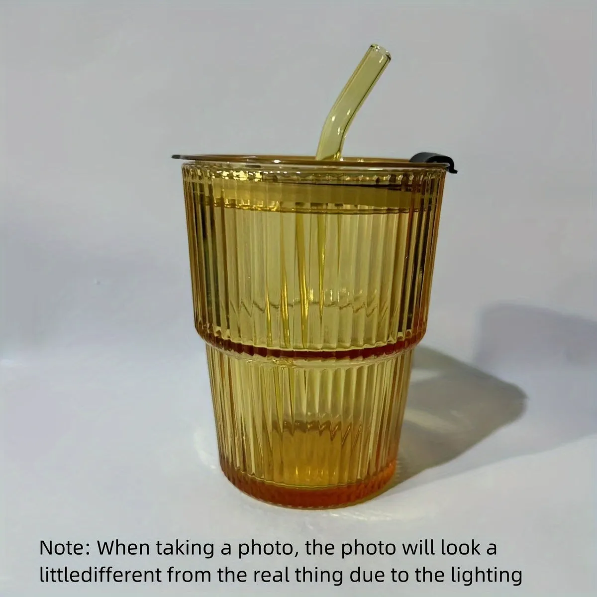 1pc Large Capacity 450ml Glass Iced Coffee Cup Tumbler - Heat Resistant, Smoothie Cups, Clear Coffee Cup, Juice Drinking Cup, Outdoor Travel Mug, Drinkware with Straw and Lid for Home