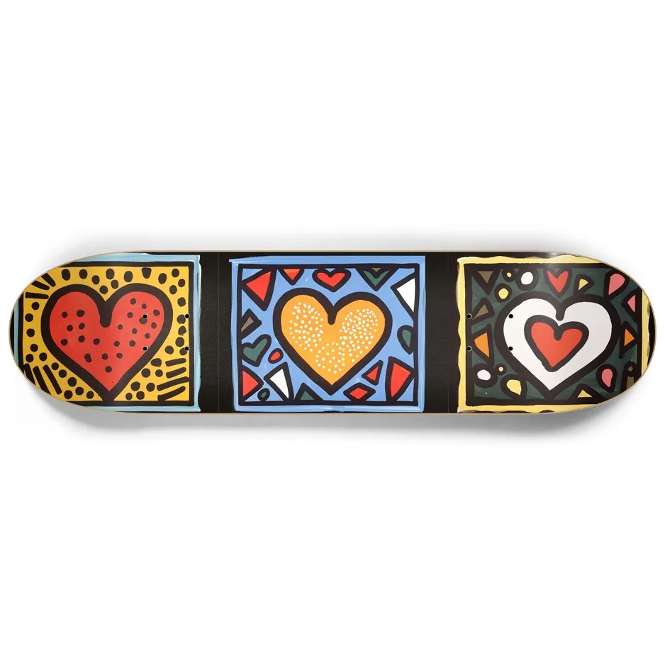 3 Colorful Hearts Wall Art or 8.25" Skateboard