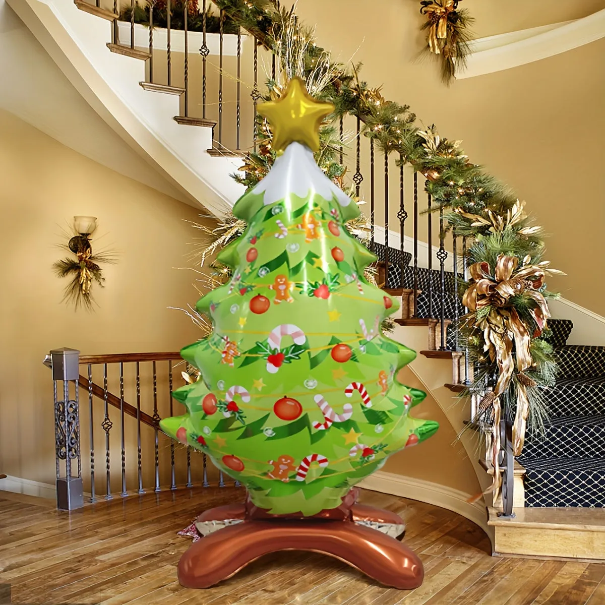 3pcs Christmas Decoration Balloons Set - Santa, Snowman & Tree Designs in Red, White, Green & Silvery - Perfect for Holiday Parties, Indoor & Outdoor Festive Decor