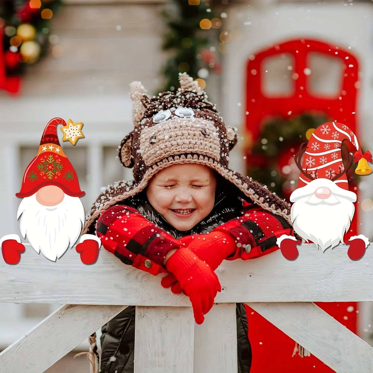 4-Piece Christmas Yard Fence Decorations, Plastic Christmas Garden Fence, Holiday Decor For Patio, Lawn, And Garden, Festive Christmas Fence For Outdoor Use