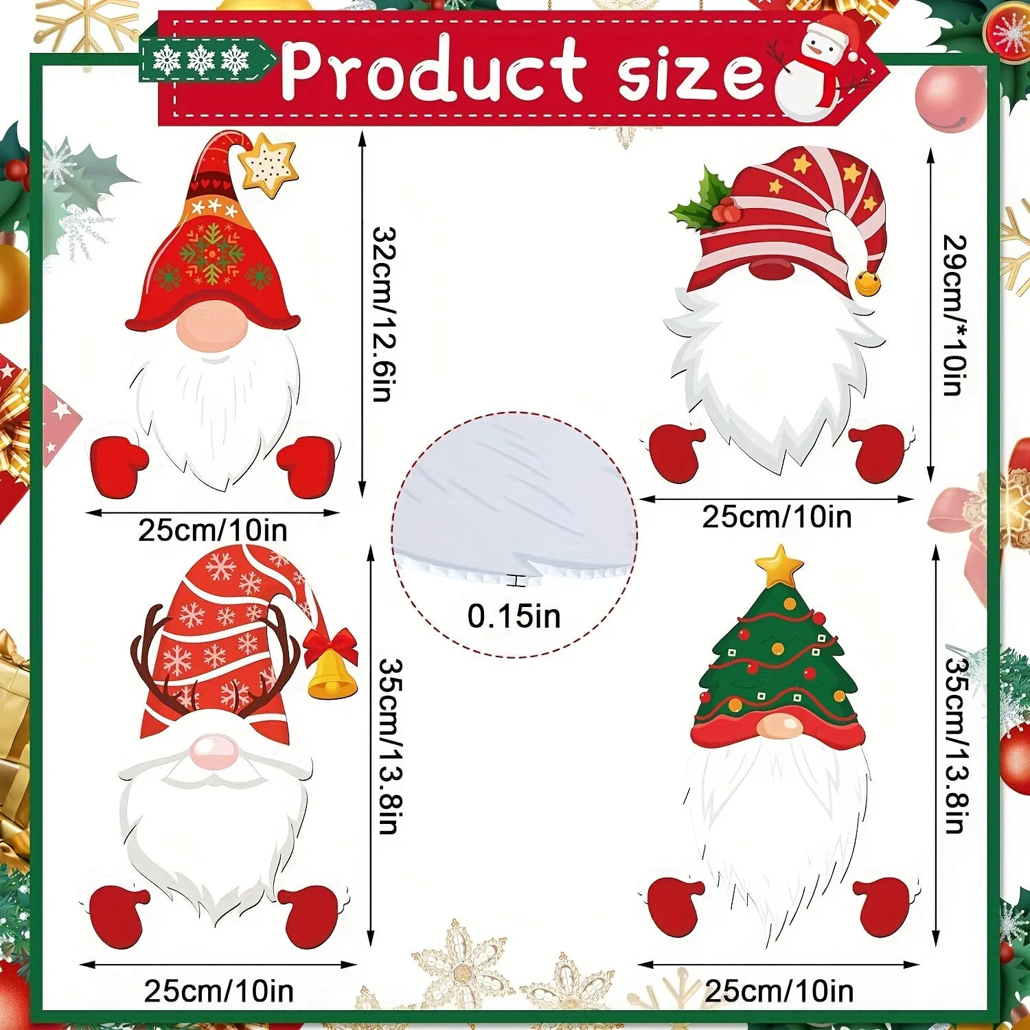 4-Piece Christmas Yard Fence Decorations, Plastic Christmas Garden Fence, Holiday Decor For Patio, Lawn, And Garden, Festive Christmas Fence For Outdoor Use