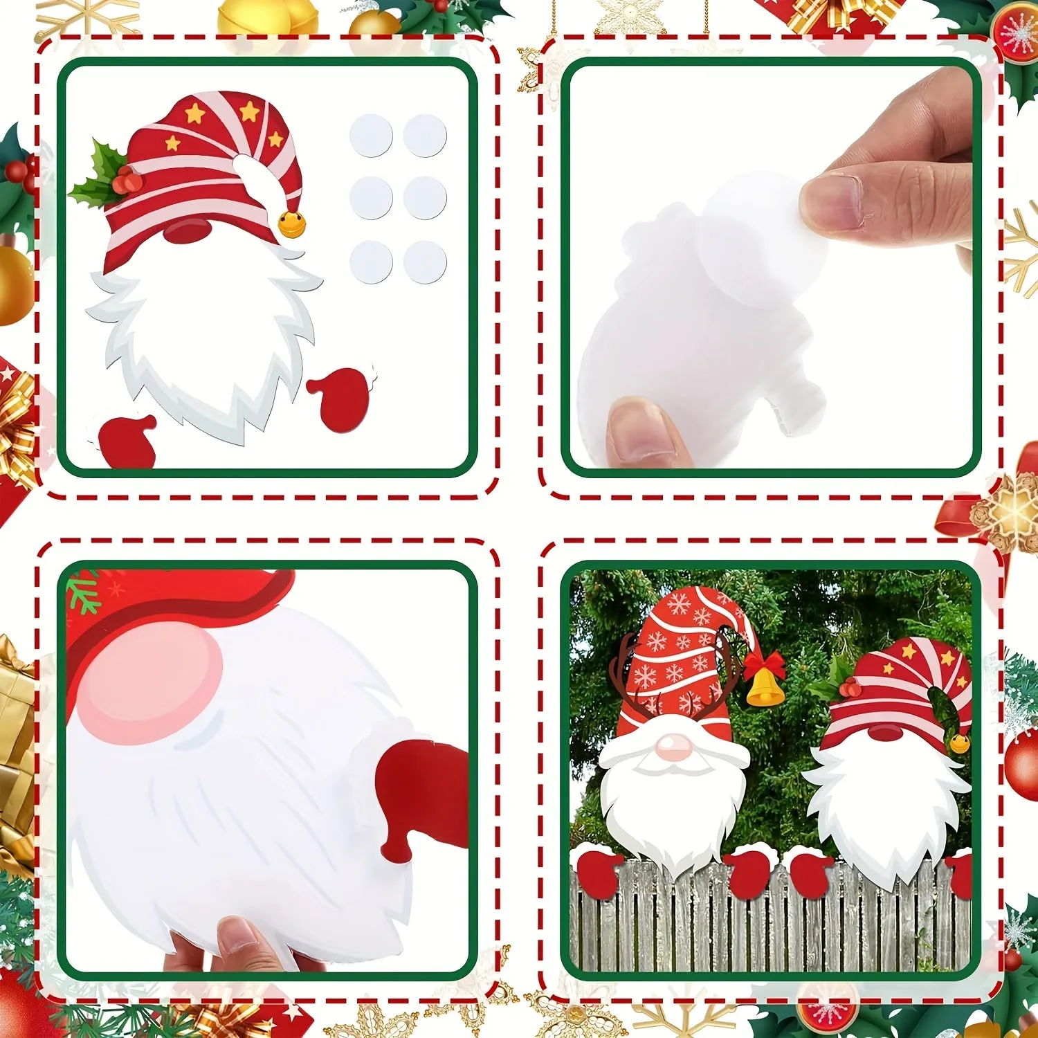 4-Piece Christmas Yard Fence Decorations, Plastic Christmas Garden Fence, Holiday Decor For Patio, Lawn, And Garden, Festive Christmas Fence For Outdoor Use