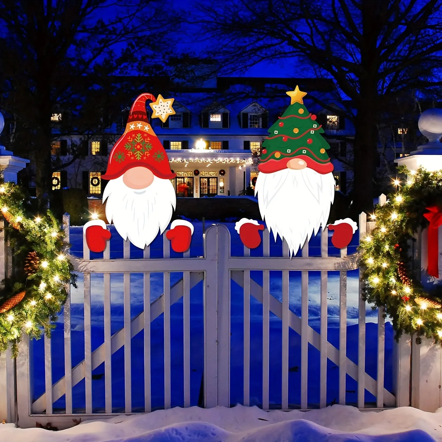 4-Piece Christmas Yard Fence Decorations, Plastic Christmas Garden Fence, Holiday Decor For Patio, Lawn, And Garden, Festive Christmas Fence For Outdoor Use