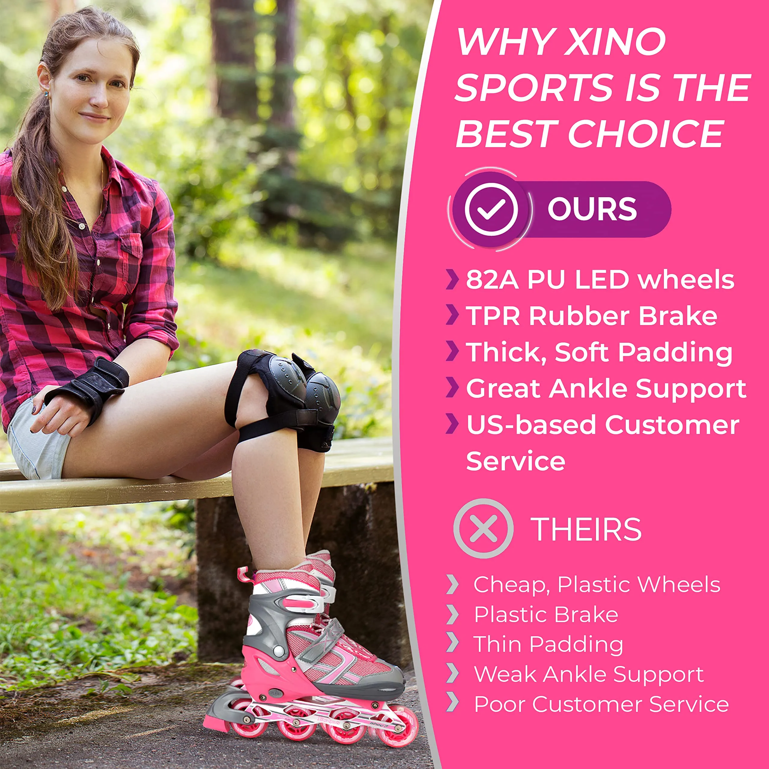 Adjustable Inline Skates for Kids With Light-Up Wheels