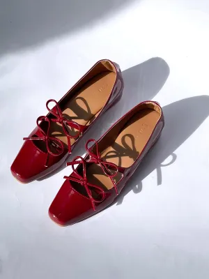 Agnes Mary Janes in Dark Burgundy (Patent)