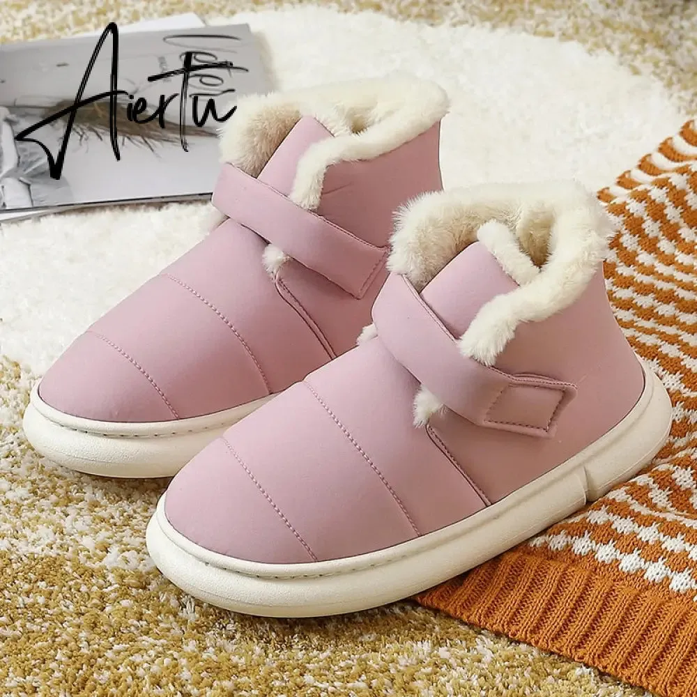 Aiertu Fashion Women's Boots Winter Cotton Shoes Woman New Couple Plush High-top Outdoor Down Fabric Warm Fur Ankle  for Ladies