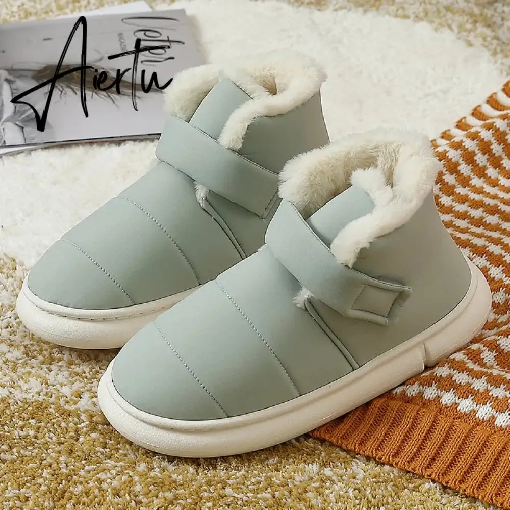 Aiertu Fashion Women's Boots Winter Cotton Shoes Woman New Couple Plush High-top Outdoor Down Fabric Warm Fur Ankle  for Ladies
