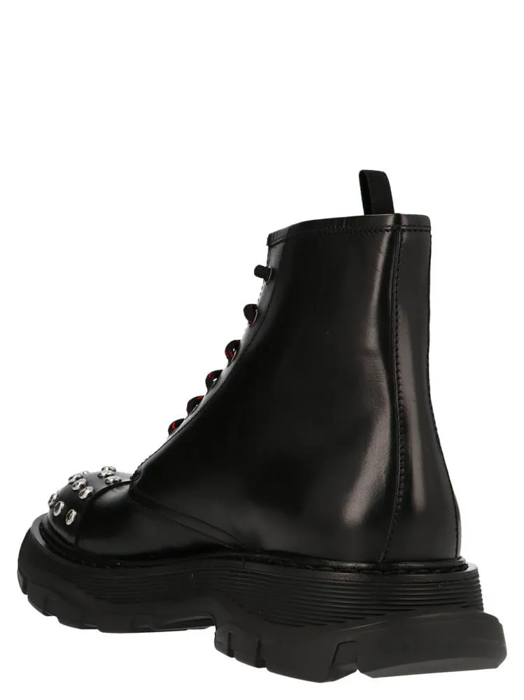 Alexander McQueen Studded Lace Up Combat Boots