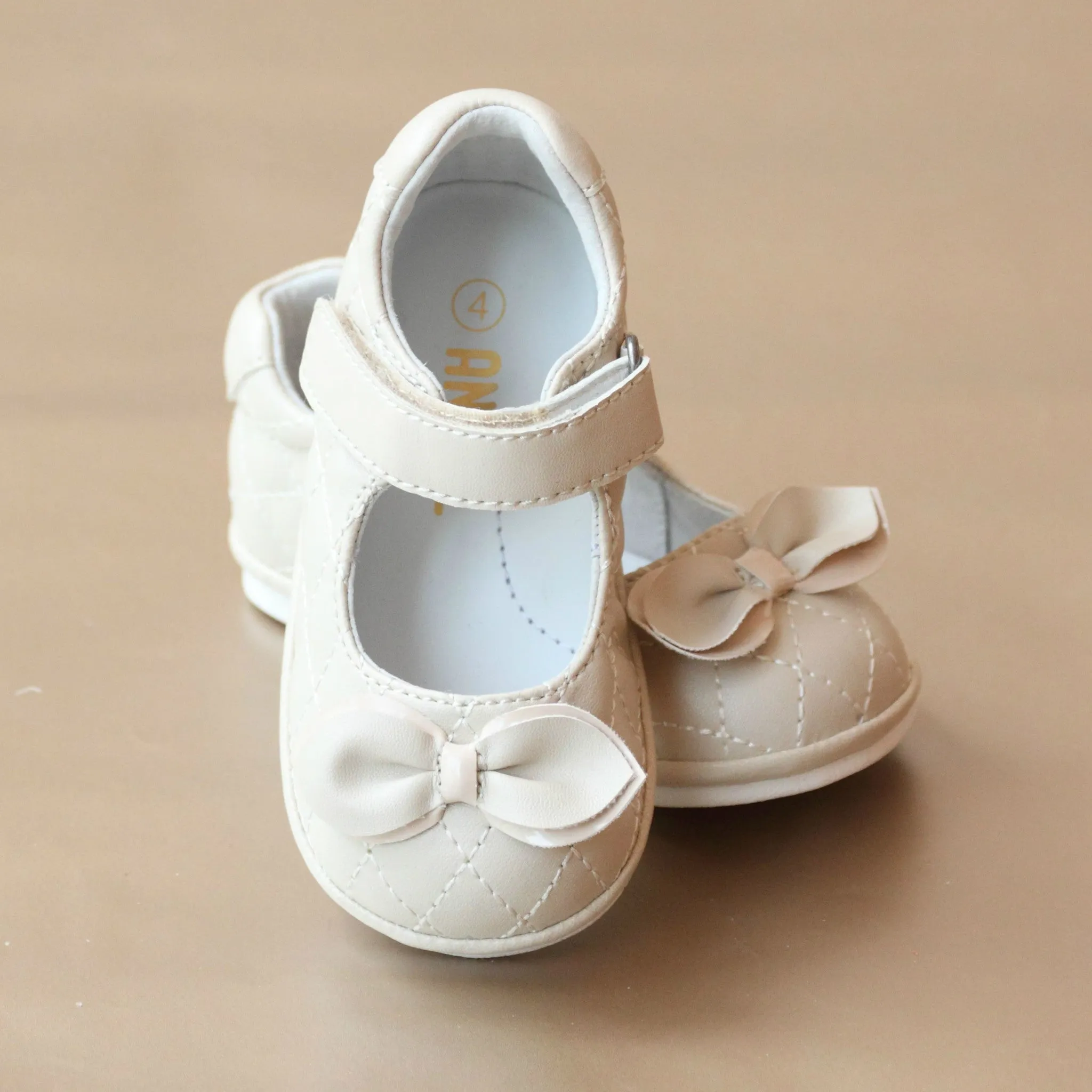 Angel Baby Girls Bow Quilted Mary Jane