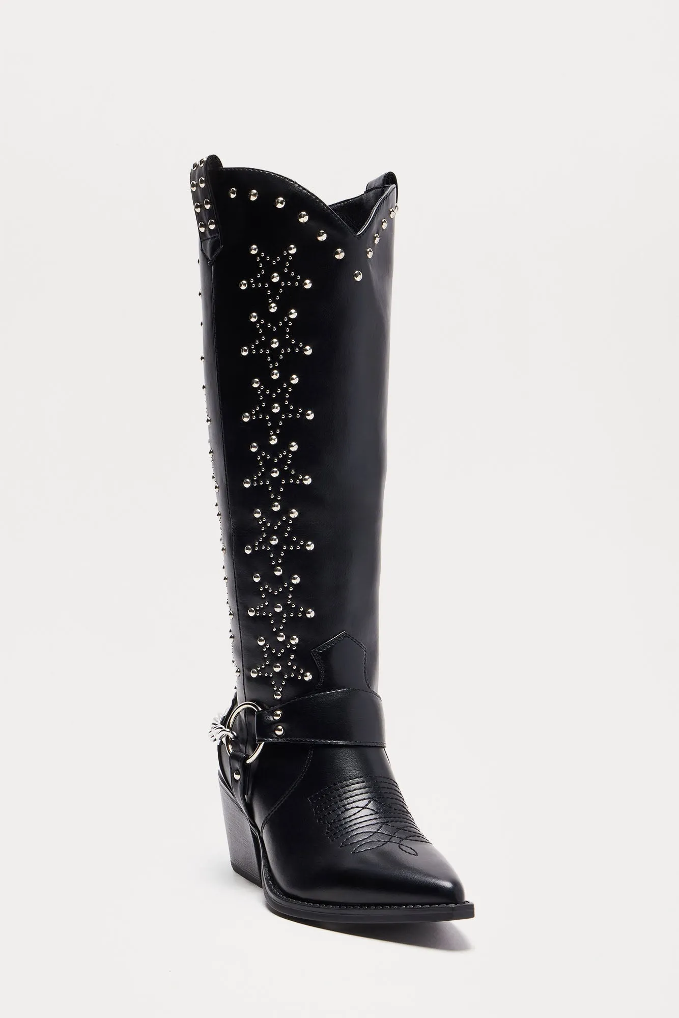 Berkeley Studded Cowboy Boots - Black