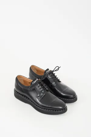 Black Leather Studded Platform Derby
