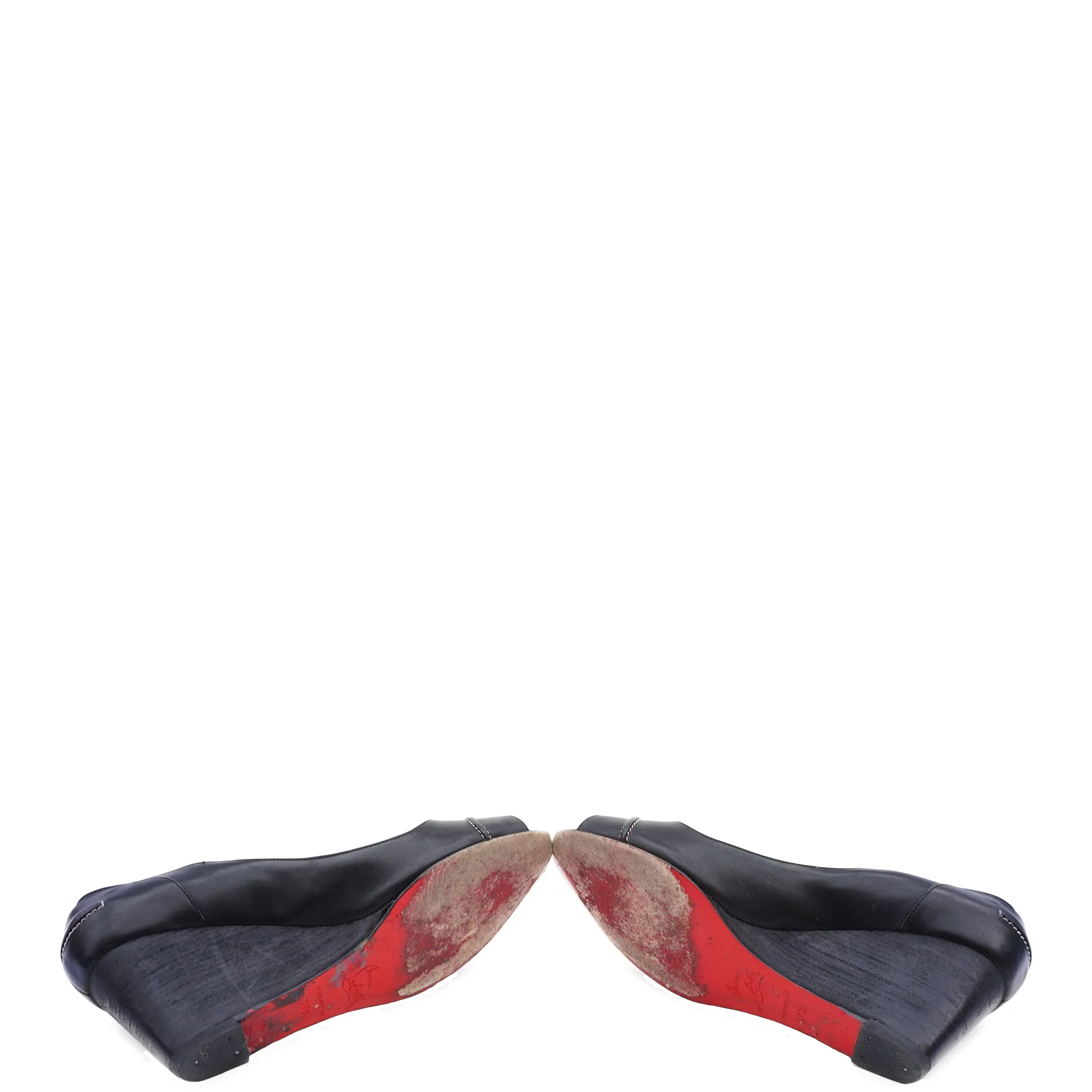 CHRISTIAN LOUBOUTIN BLACK PEEP-TOE WEDGE