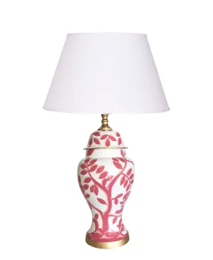 Cliveden Lamp in Pink on White