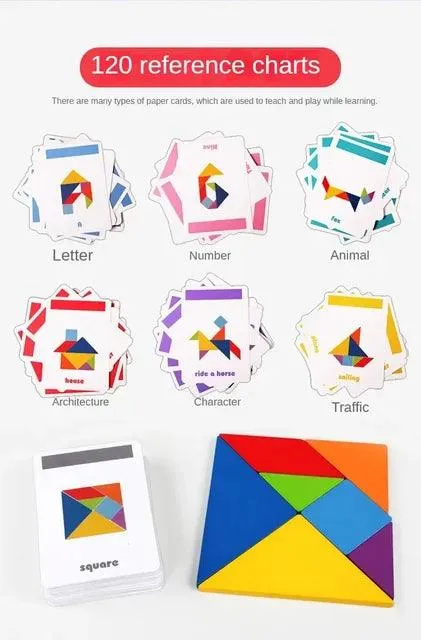 Colorful 3D Wooden Animal Pattern Puzzle - Montessori Educational Toy for Kids