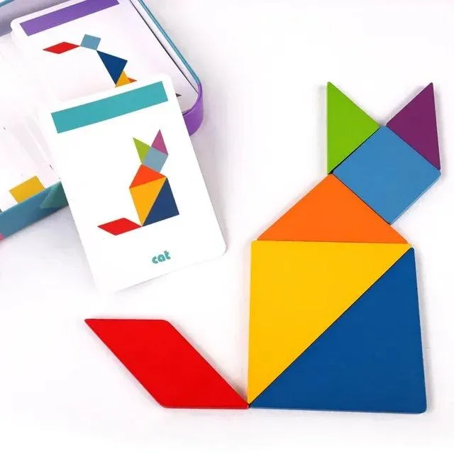 Colorful 3D Wooden Animal Pattern Puzzle - Montessori Educational Toy for Kids