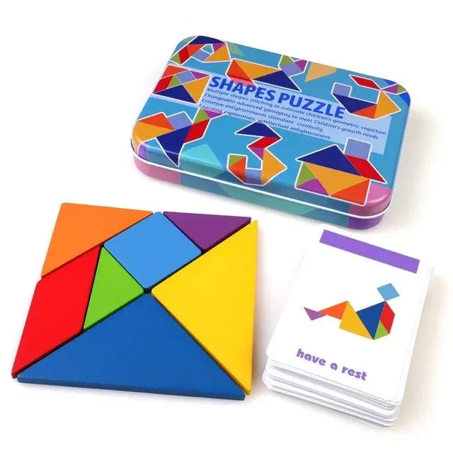 Colorful 3D Wooden Animal Pattern Puzzle - Montessori Educational Toy for Kids