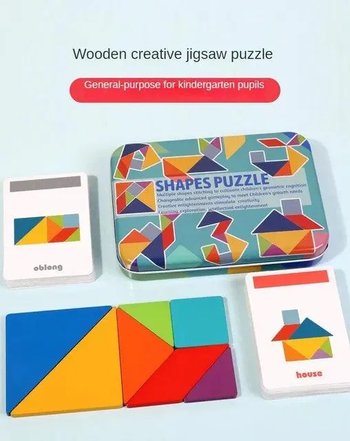 Colorful 3D Wooden Animal Pattern Puzzle - Montessori Educational Toy for Kids