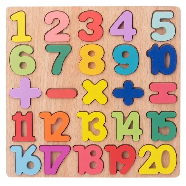 Colorful Alphabet & Number Wooden Puzzles - Learning Toys for Kids