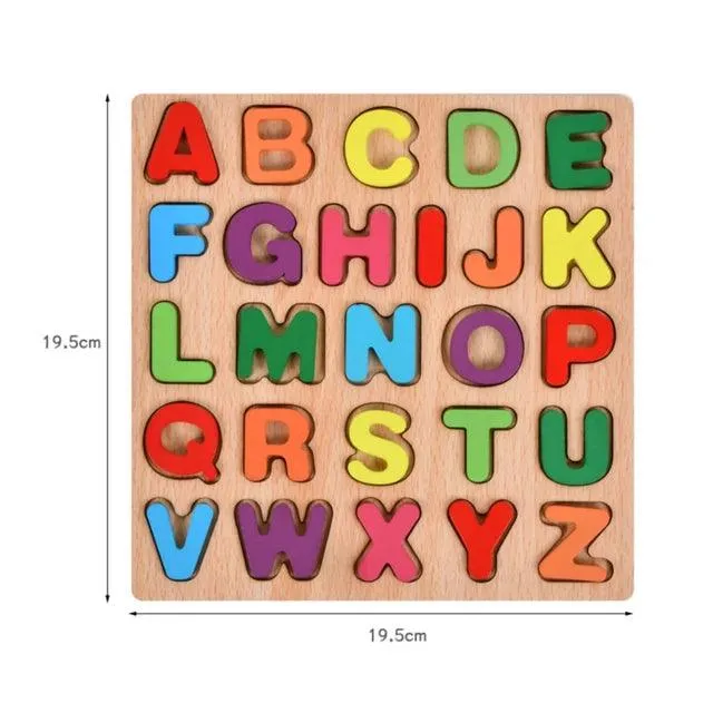 Colorful Alphabet & Number Wooden Puzzles - Learning Toys for Kids