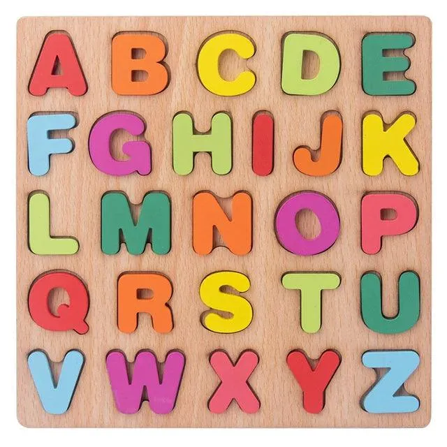 Colorful Alphabet & Number Wooden Puzzles - Learning Toys for Kids