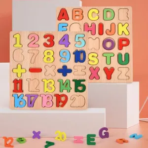 Colorful Alphabet & Number Wooden Puzzles - Learning Toys for Kids