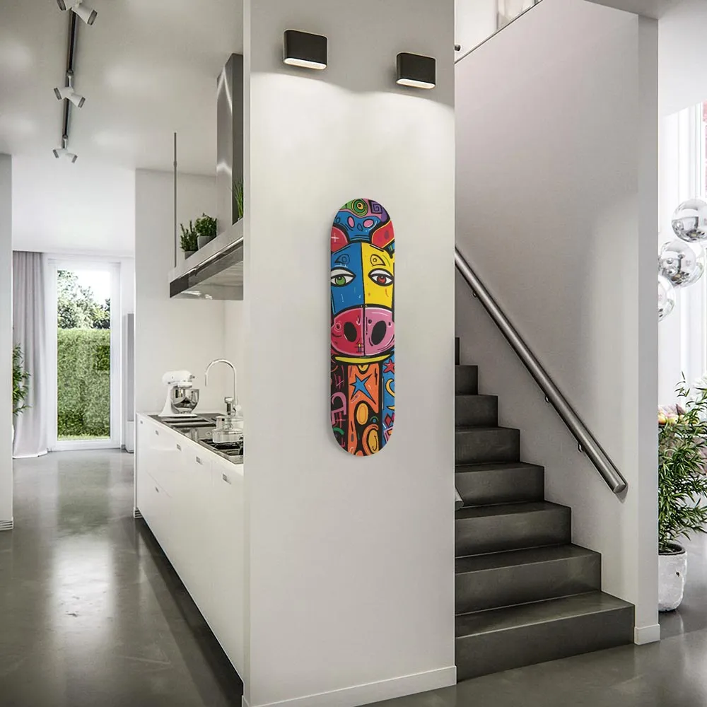 Colorful Bull Face Pop Art 8.25" Skateboard or Wall Art