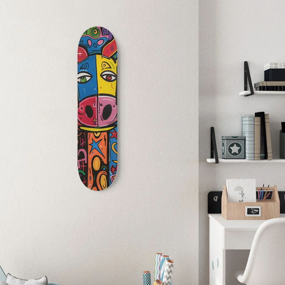 Colorful Bull Face Pop Art 8.25" Skateboard or Wall Art
