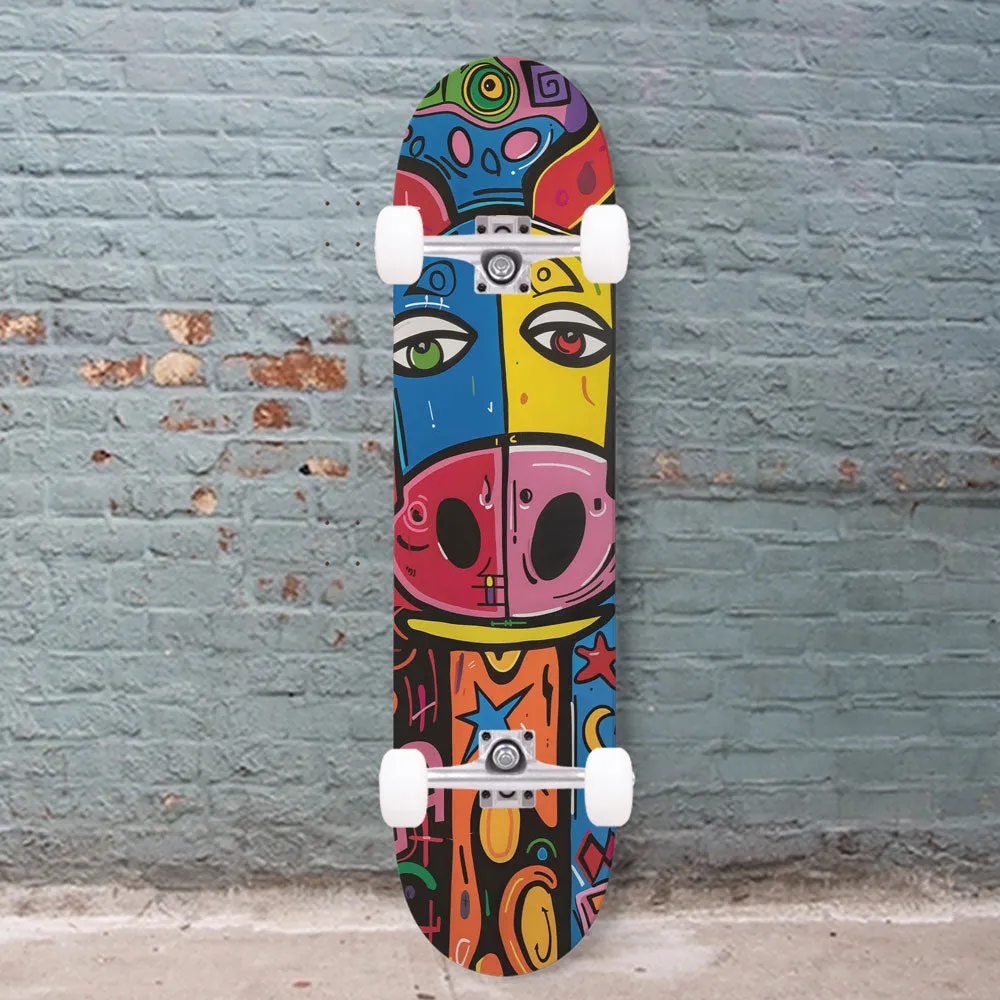 Colorful Bull Face Pop Art 8.25" Skateboard or Wall Art