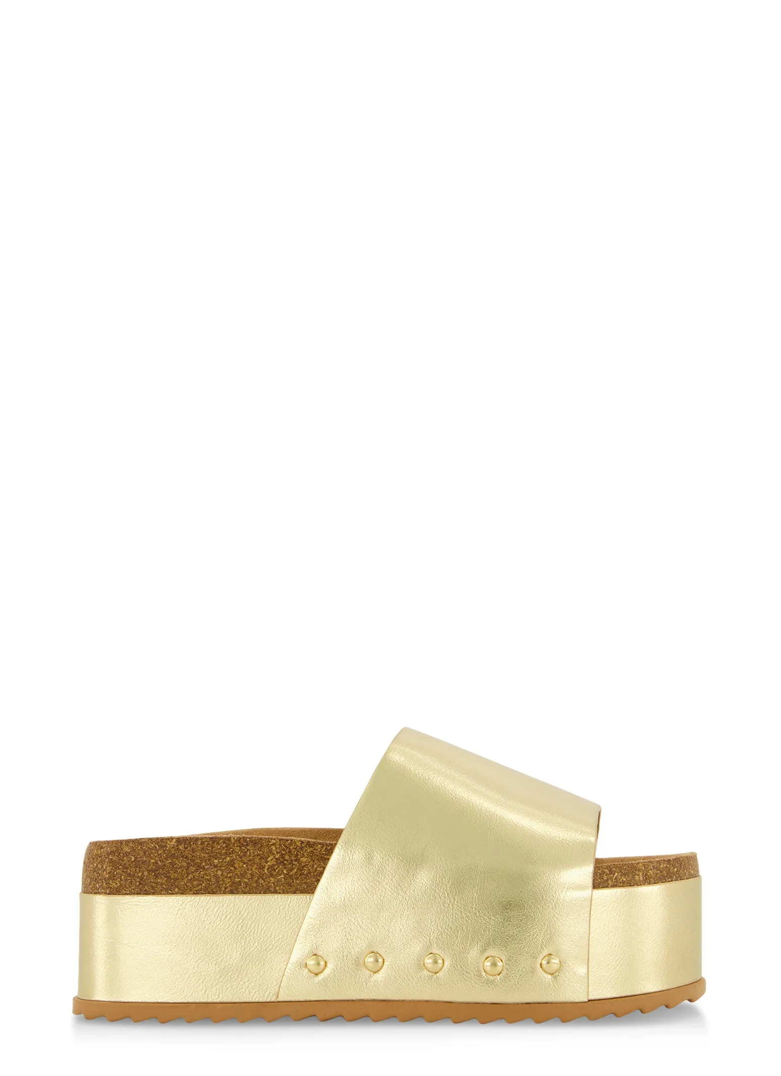 Cork Footbed Platform Slide Sandals
