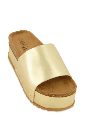 Cork Footbed Platform Slide Sandals