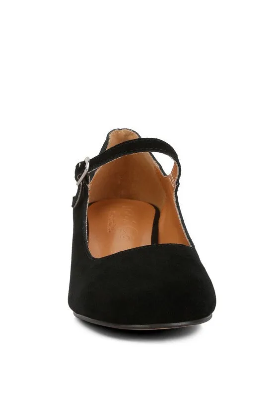 Dallin Suede Block Heel Mary Janes