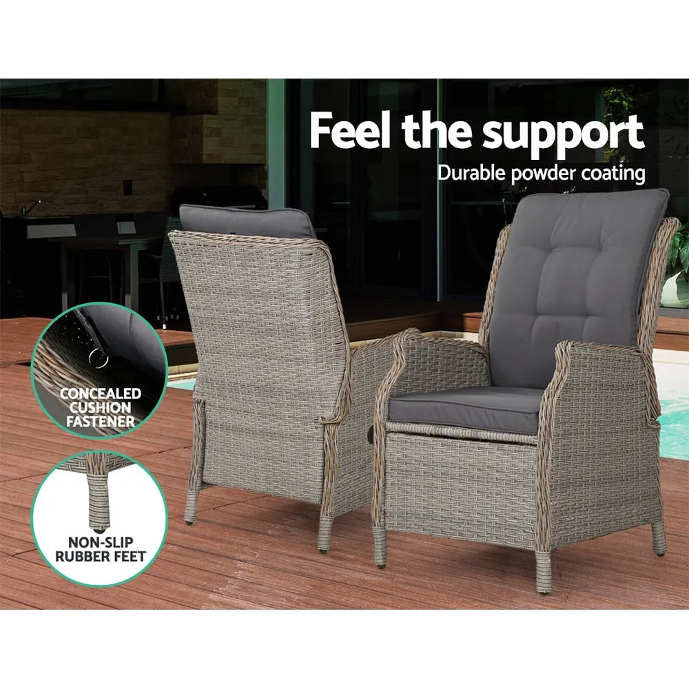 Ella Outdoor Recliner Patio Chair Grey