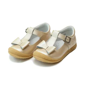 Emma Shimmer Bow T-Strap Mary Jane- Champagne