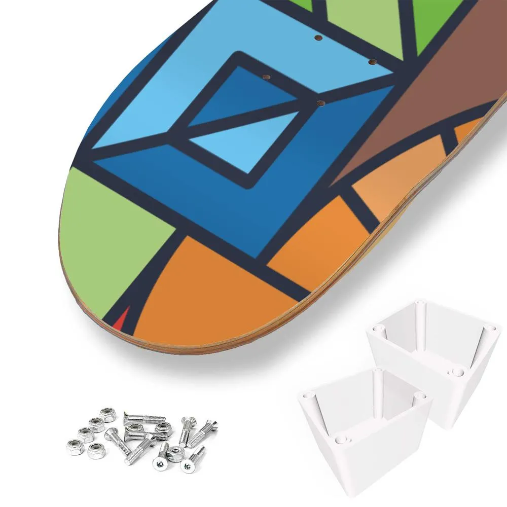 Epic Retro Patterns Colorful Skateboard Wall Art