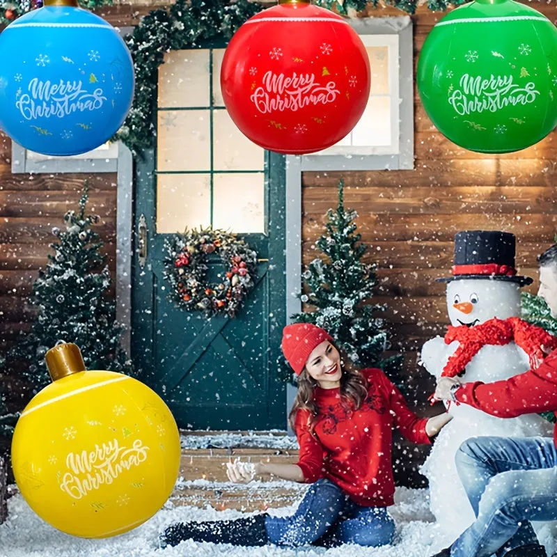 Extra-Large Inflatable Christmas Balloons - Vibrant, Durable, and Weather-Resistant Decorations for Indoor & Outdoor Holiday Ambiance, Perfect for Yard, Lawn, Porch, and Festive Celebrations