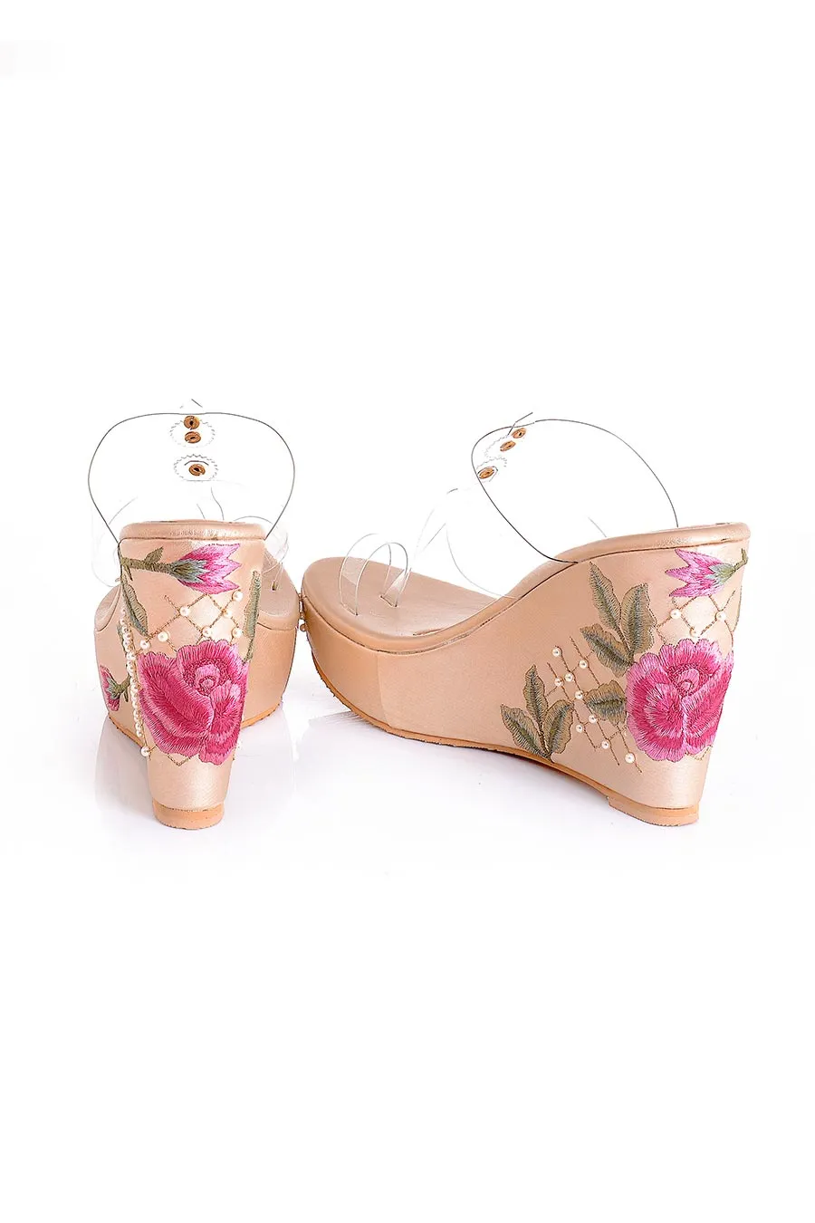 Fiona Gold Transparent Kolhapuri Wedges