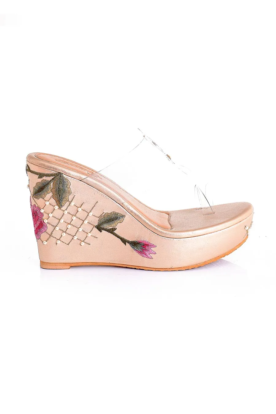 Fiona Gold Transparent Kolhapuri Wedges