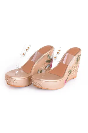Fiona Gold Transparent Kolhapuri Wedges