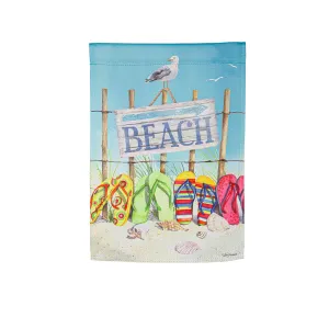 Flip Flops on the Beach Garden Suede Flag