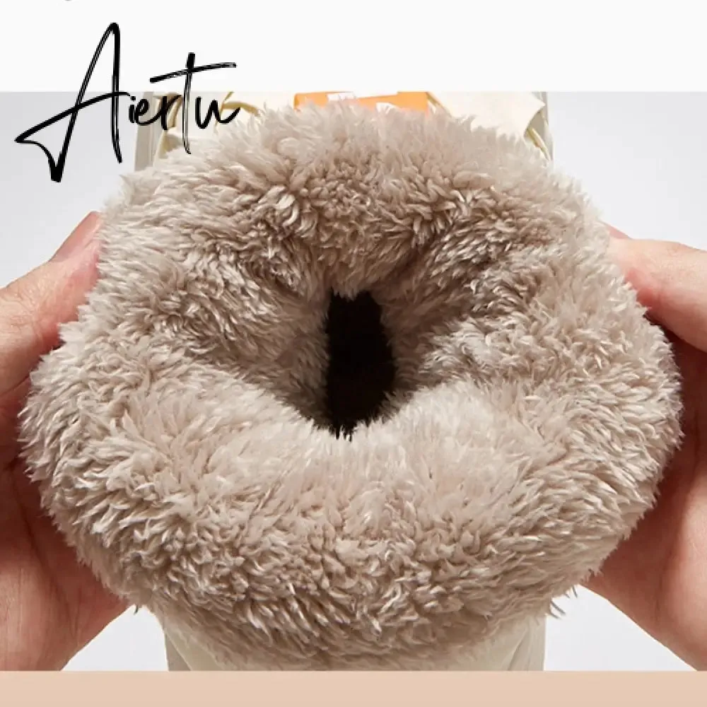 High-top Women's Cotton Shoes  Winter Warm Furry Female Ankle Boots Simple Couple Outdoor Solid Color Platform Snow Boot