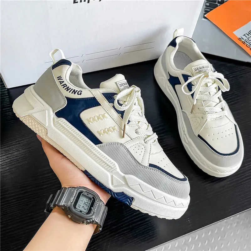 Ilooove White-LMen Skateboarding Shoes Platform Fashion Design Laces Shoes Comfortable Vulcanized Shoes Casual Sneakers Student Shoe