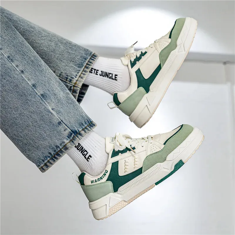 Ilooove White-LMen Skateboarding Shoes Platform Fashion Design Laces Shoes Comfortable Vulcanized Shoes Casual Sneakers Student Shoe
