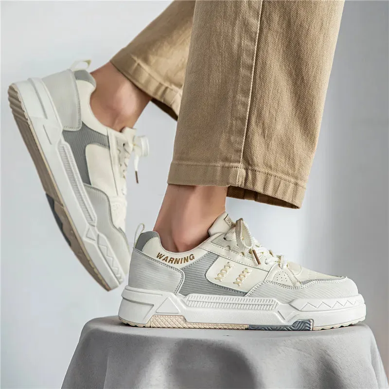 Ilooove White-LMen Skateboarding Shoes Platform Fashion Design Laces Shoes Comfortable Vulcanized Shoes Casual Sneakers Student Shoe